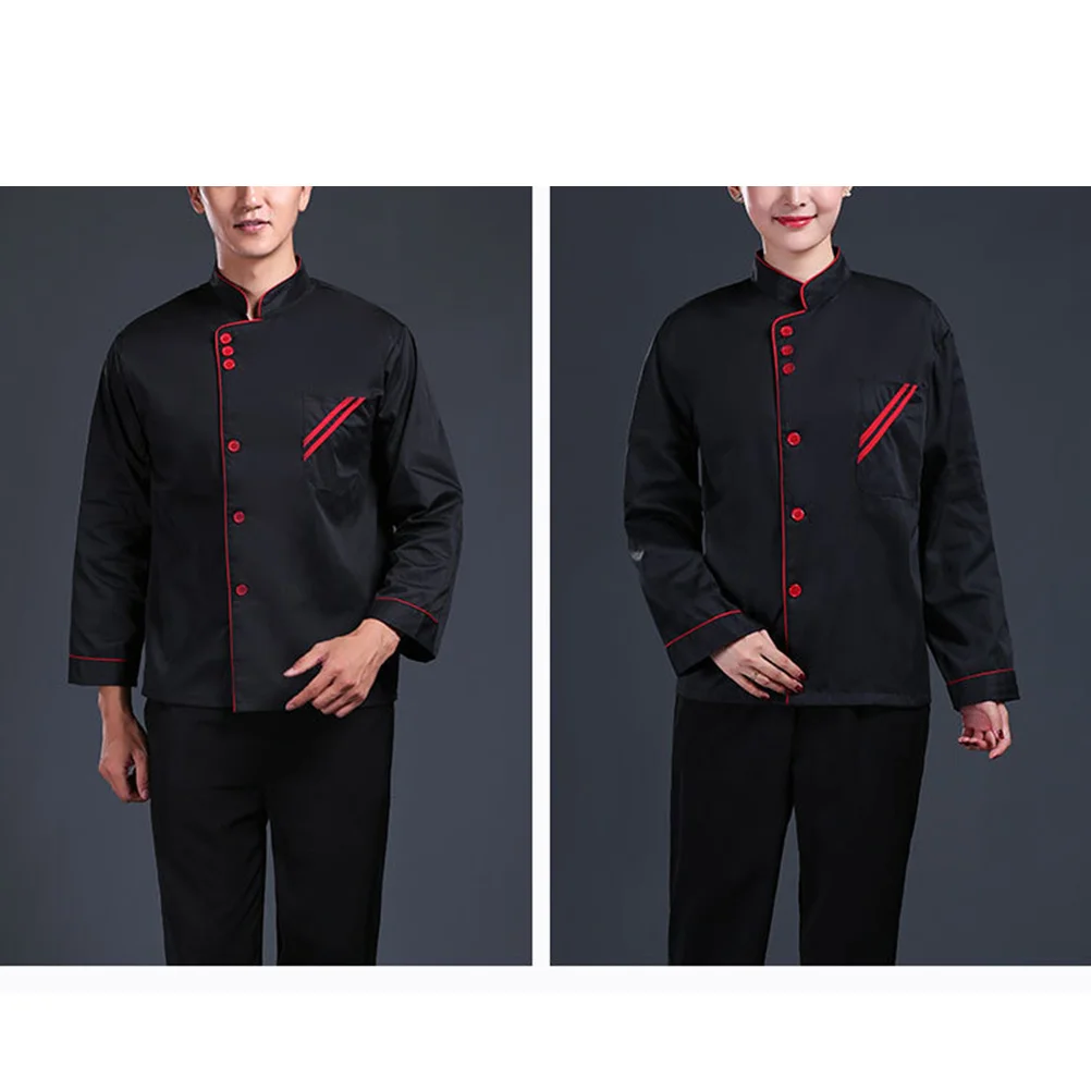Langarm-Kochoberteile, Unisex, hochwertiges, atmungsaktives, verschleißfestes Catering-Shirt für Hotel, Restaurant, Bäckerei, Größe Xxxl, Schwarz
