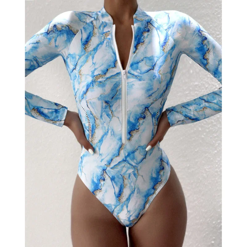 Women Swimsuit One-Piece  For Sports Surfing Long Sleeve Swimwear  New 's Bodysuit Swimming Bathing Suit Beachwear Pool Bather