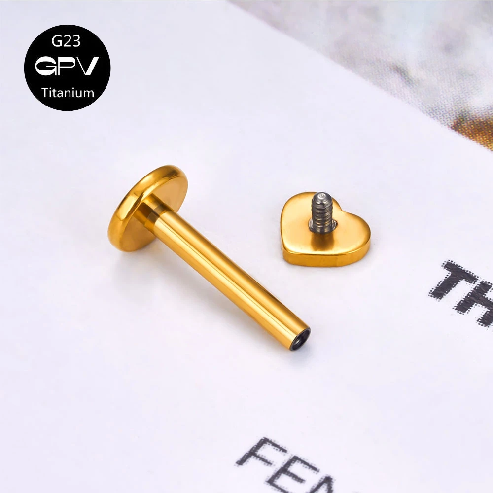 Piercing de titanio G23 para hombre y mujer, joyería chapada en oro, varias formas, estrella, Luna, relámpago, hueso del oído