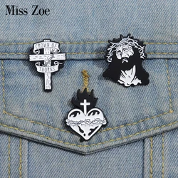 Jesus Cross Enamel Pins Custom Crown of Thorns Christianity Brooches Lapel Badges Gothic Jewelry Gift for Friends