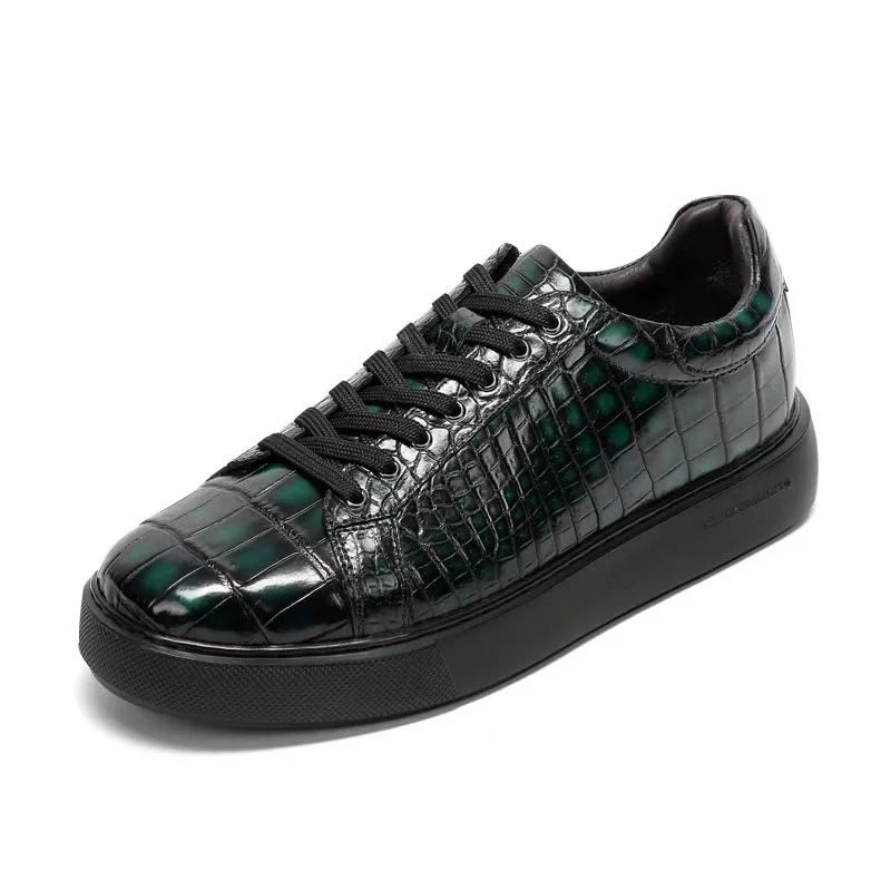 2026 new arrival Fashion Crocodile Skin causal shoes men,male Genuine leather sneakers pdd519