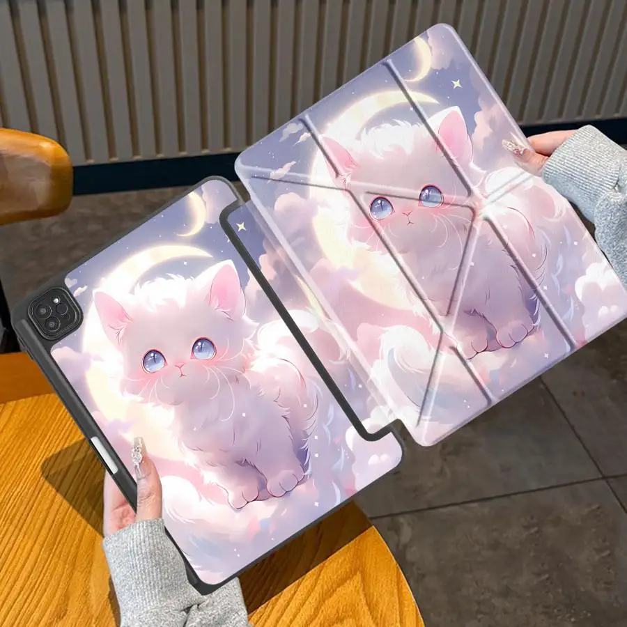 

Holder Cover Tablet Case For iPad Mini 6 7 Air 4 5 M3 M2 M4 11inch Pro 2025 Pro 11th 10th 9th 8th 7th 12.9inch Moon Cat
