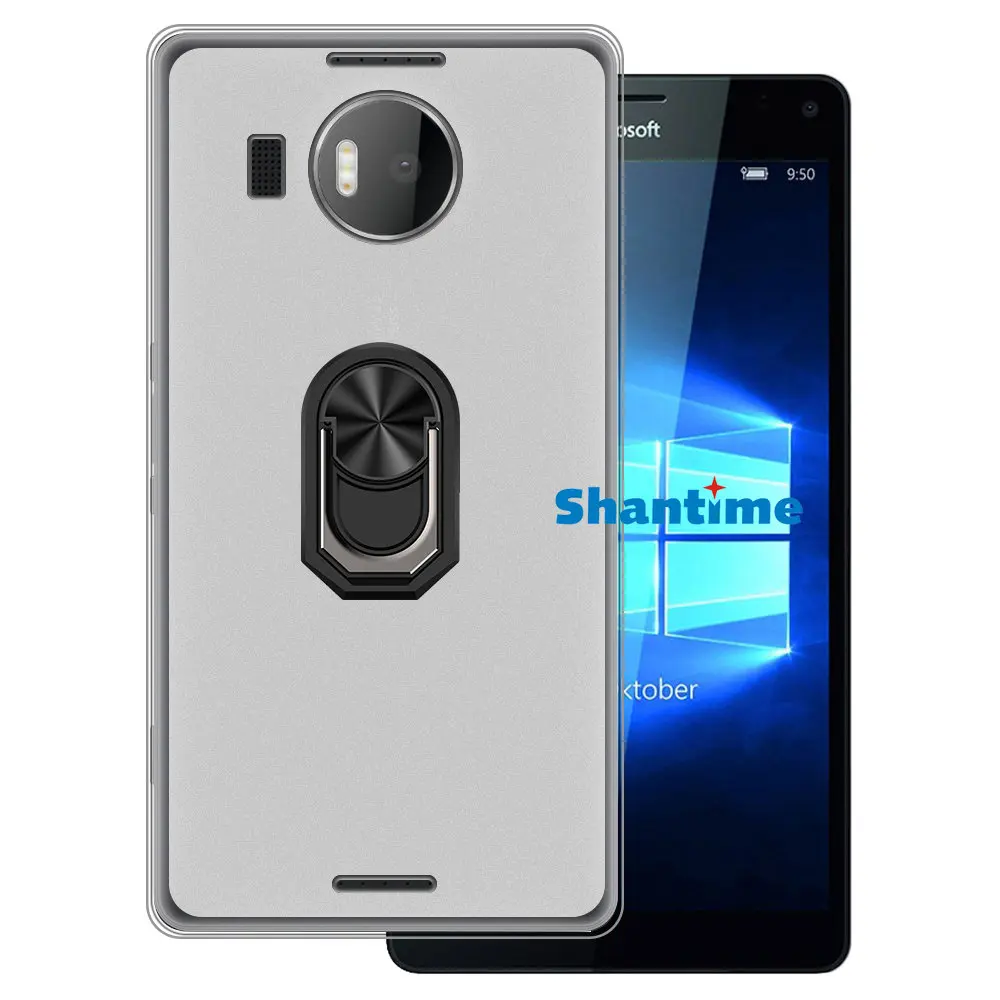 Luxury Shockproof Ring Holder For Microsoft Lumia 950 XL Case Soft Silicone TPU Protective Holder Cover