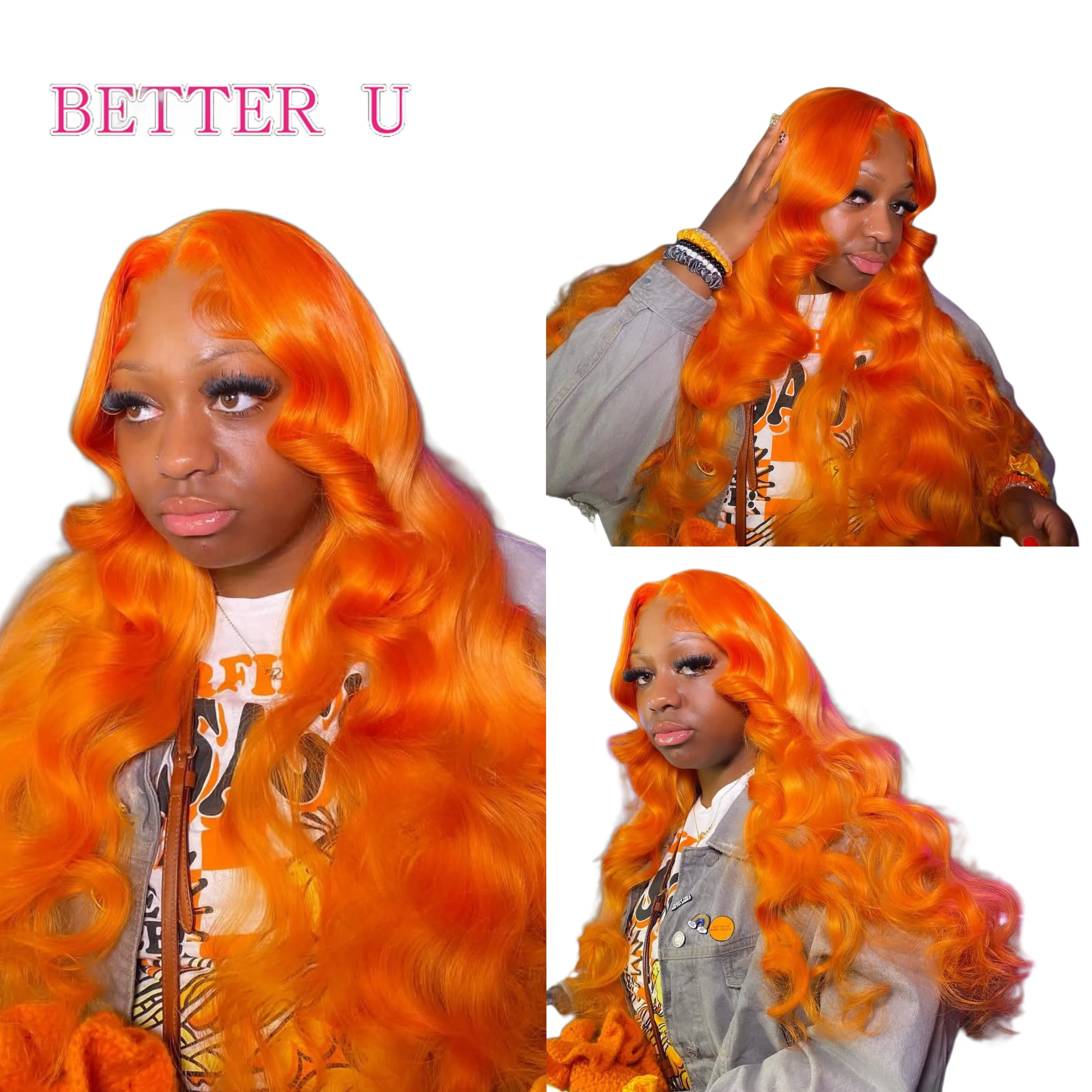 30 40 بوصة برتقالي اللون 13x6 الدانتيل الباروكة الأمامية 100% شعر الإنسان الجسم موجة 13x4 الدانتيل الشفاف أمامي متموج الباروكات 180 الكثافة