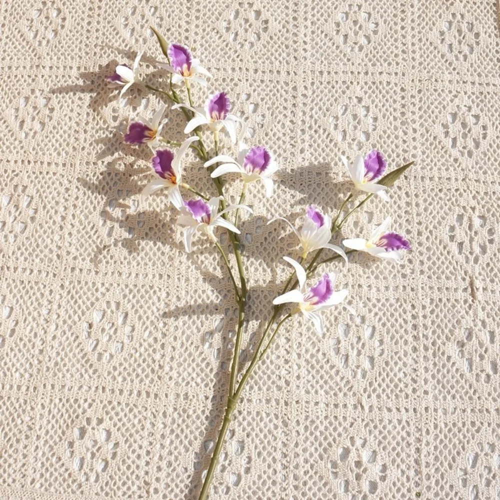 2 Fork Artificial Dendrobium Branch Realistic Handmade Simulation Orchids Real Touch Exquisite Fake Flowers Wedding Party Decor