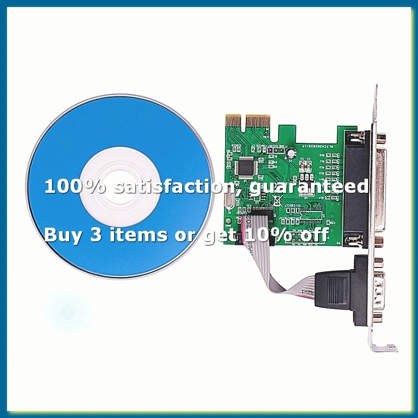 RS232 -232 Serial Port COM & DB25 Printer Parallel Port to PCI-E PCI Express Card Adapter Converter WCH382L Chip-DTD2