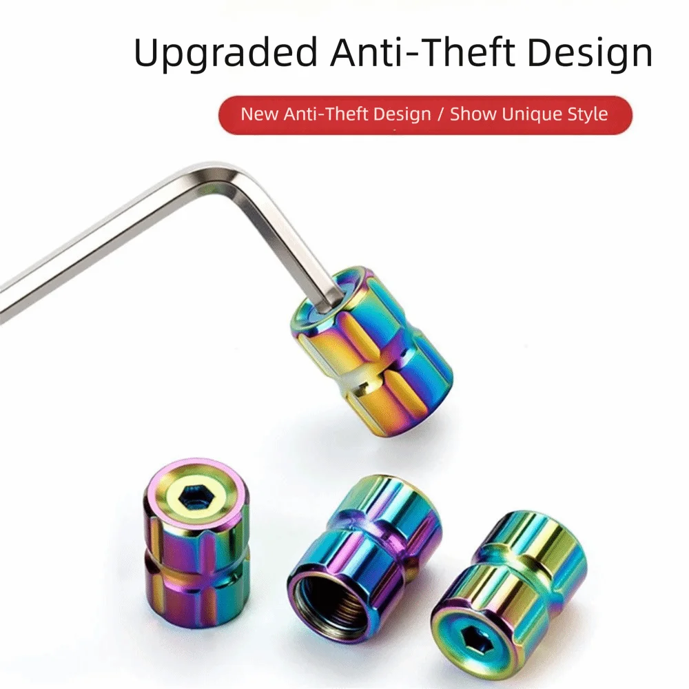 4PCS Multicolor Car Wheel Valve Caps Anti-theft Waterproof Tire Valve Plugs Rustproof Multifunctional Valve Core Cap Universal