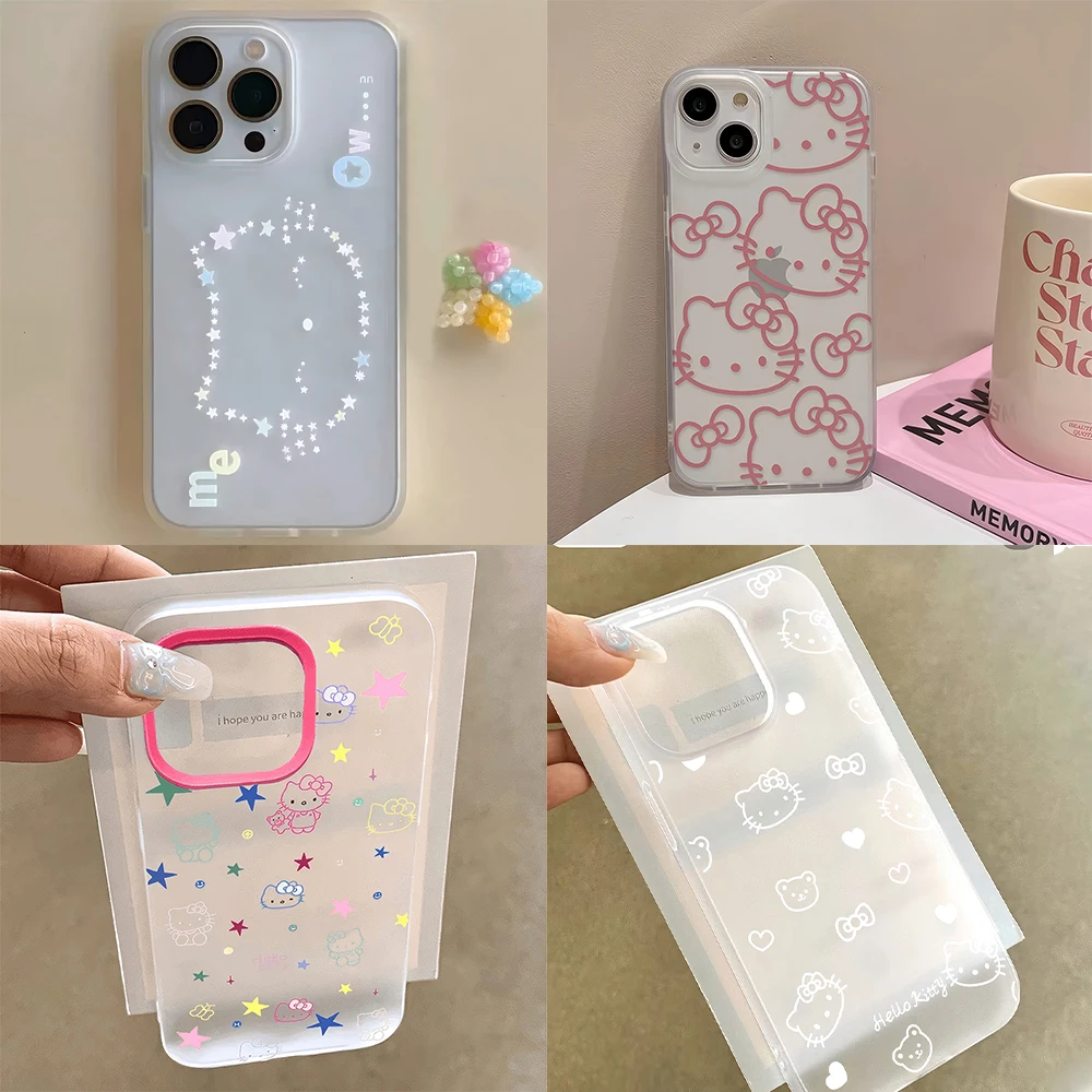 Sanrios Hello Kittys Star Colorful Cute Phone Case for Huawei Honor X9a X9b 90 nova 9 7i P40 P30 SE Lite 4G 5G Y2K Cartoon Clear