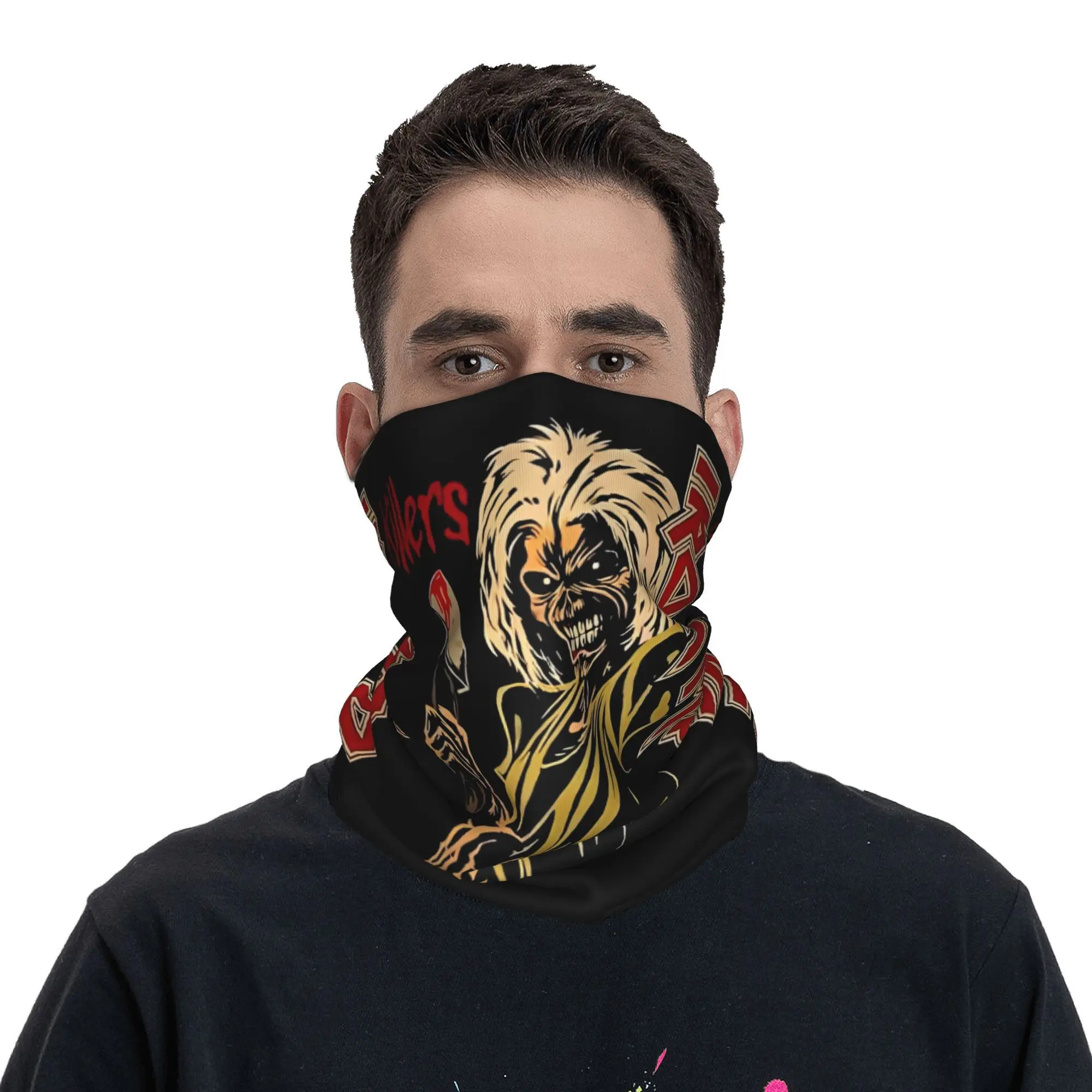 Iron Heavy Metal Maidens  Bandana Neck Gaiter Printed Balaclavas Face Scarf Warm Headwear Outdoor Sports for Men Women Adult