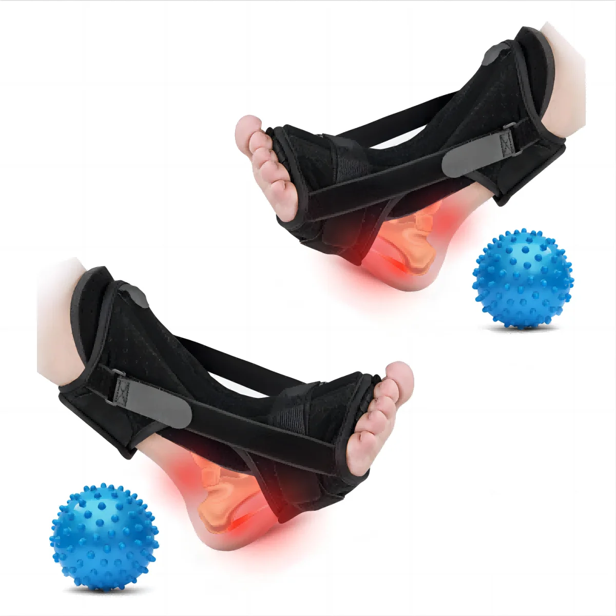 

1/2 упаковки, ночная шина для подошвенного фасциита, бандаж для ног, облегчение подошвенного фасциита, регулируемые ортопедические носилки, облегчение поддержки