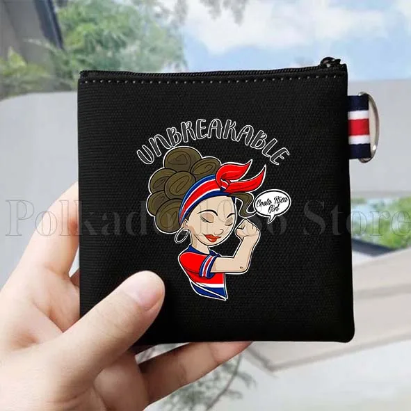 Costa Rica Country Map Flag San Jose Girl Gifts Canvas Coin Purse Bag Small Square Key Bag Storage Card Bag Cotton Wallet Pouch
