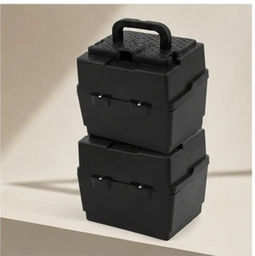 Waterproof Electric Motorcycle Battery Box Plastic Case Handle Portable Heavy Duty Storage 12V Marine Rv Scooter Organizer Black