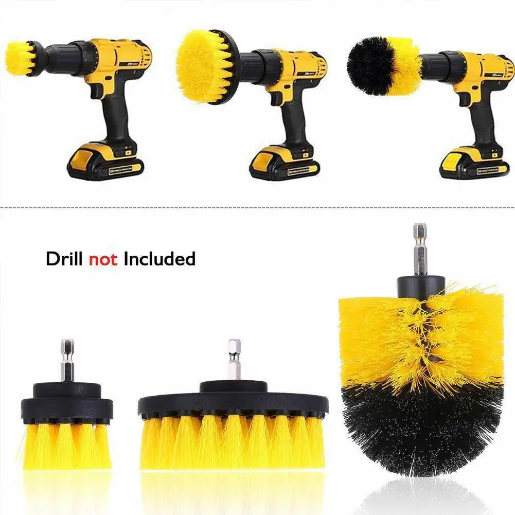 3 pcs/set drill brush set power scrubber wash cleaning brushes tool kit for Grout Floor tub shower tile bathroom kitchen surface
