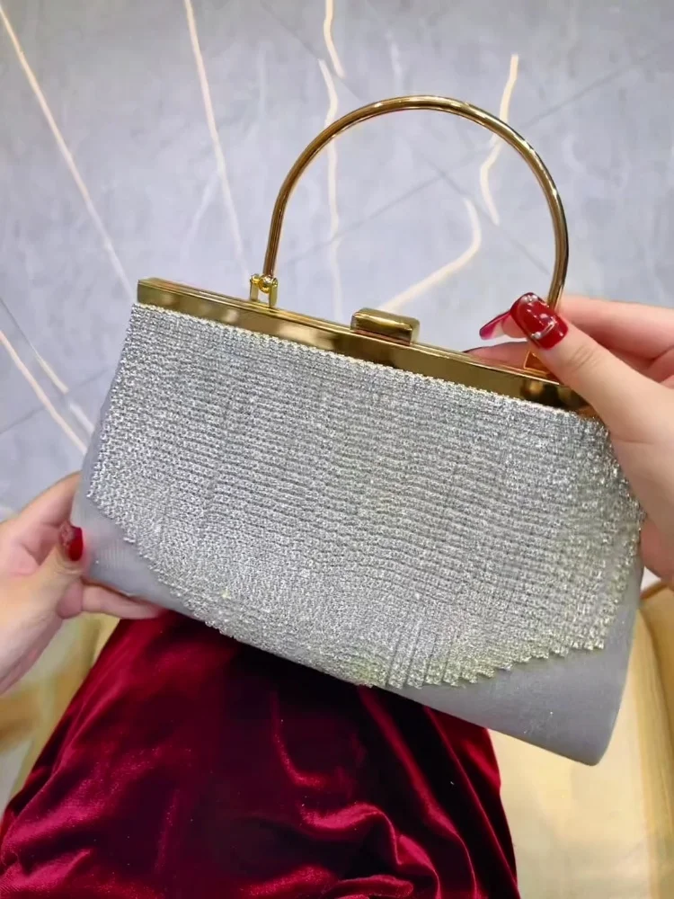 جديد حجر الراين شرابة مساء حقائب للنساء أنيقة تسلق الزفاف محفظة مخلب سلسلة حزام حقيبة كتف حفلة موسيقية حقيبة يد أساسية