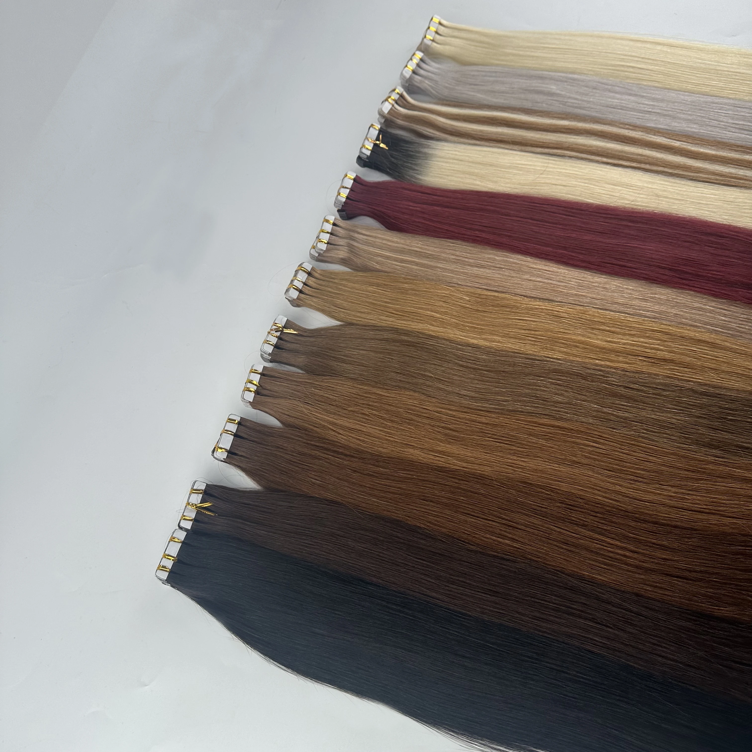 Лента Shinehair из 100% настоящих человеческих волос Remy, человеческие волосы, натуральные волосы, клейкий клей для утка кожи, прямые бесшовные волосы
