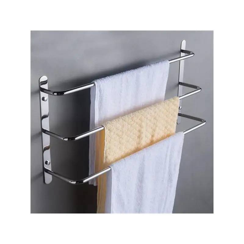 

304 Stainless Steel Polished 3-Tier Towel Bar Rack Wall-Mounted Bathroom Accessory 17.72 Inch