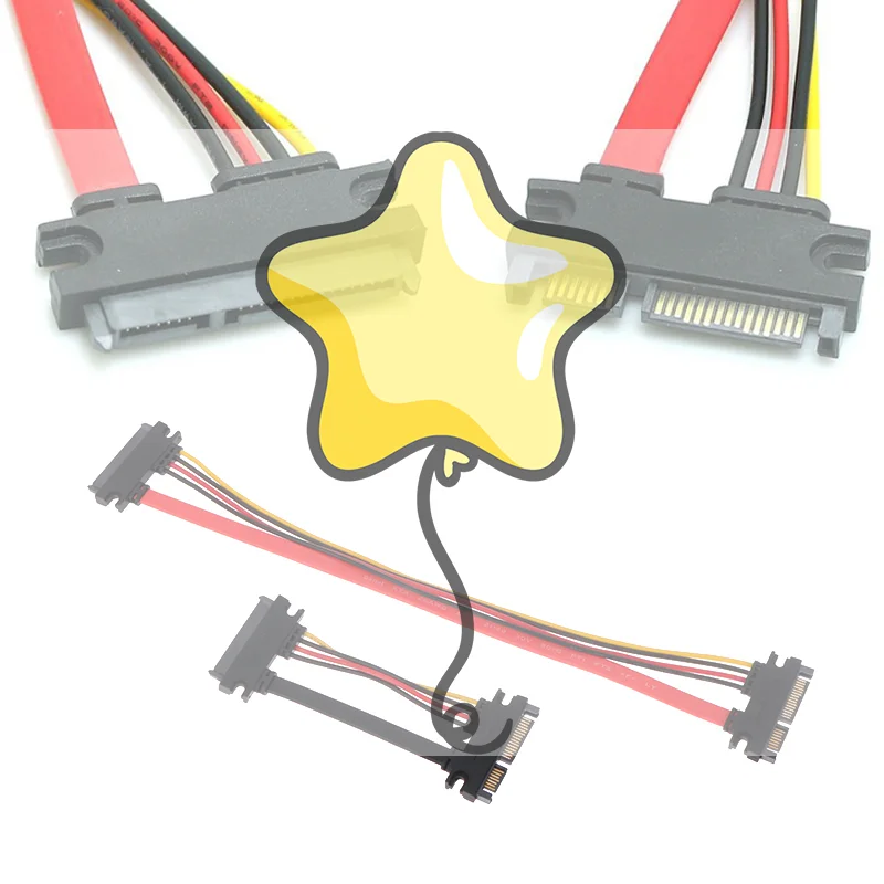 Sata 22 Pin Male To Female Sata Extension Cable SATA 22 Pin Male To Female 7+15 Pin Sata Data Power Combo Cable Hard Disk