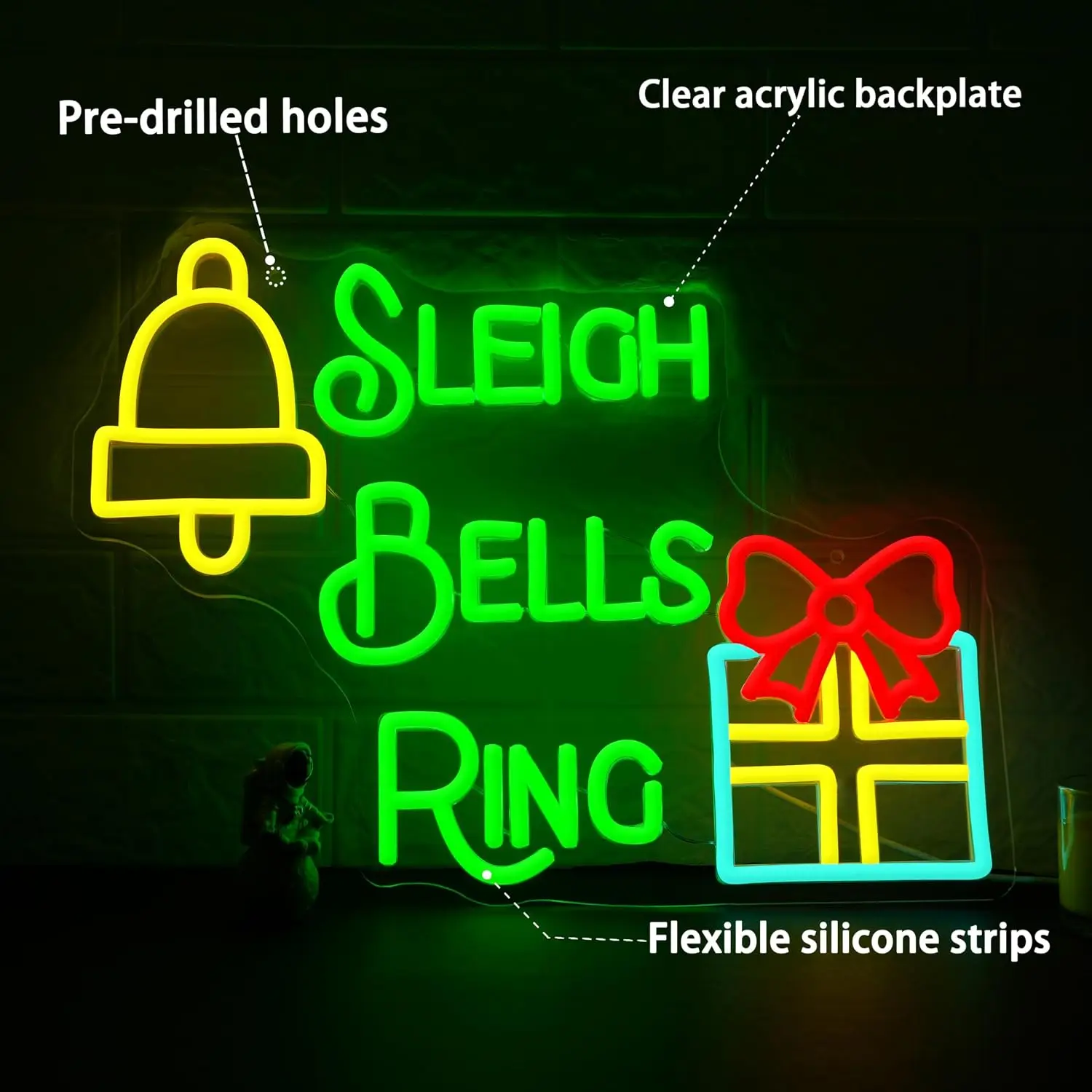 Sleigh Bells Ring LED Neon Sign USB Wall Light Christmas Winter Decor Bar Cafe Shop Window Home Xmas Party Atmosphere Lamp Gift