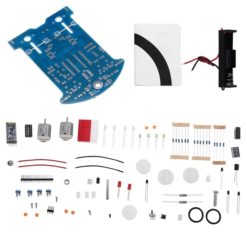 【SURPISE】D2-6 Induction Tracking Obstacle Avoidance C51 Microcontroller Bluetooth Remote Control Car Kit Smart Car DIY Welding