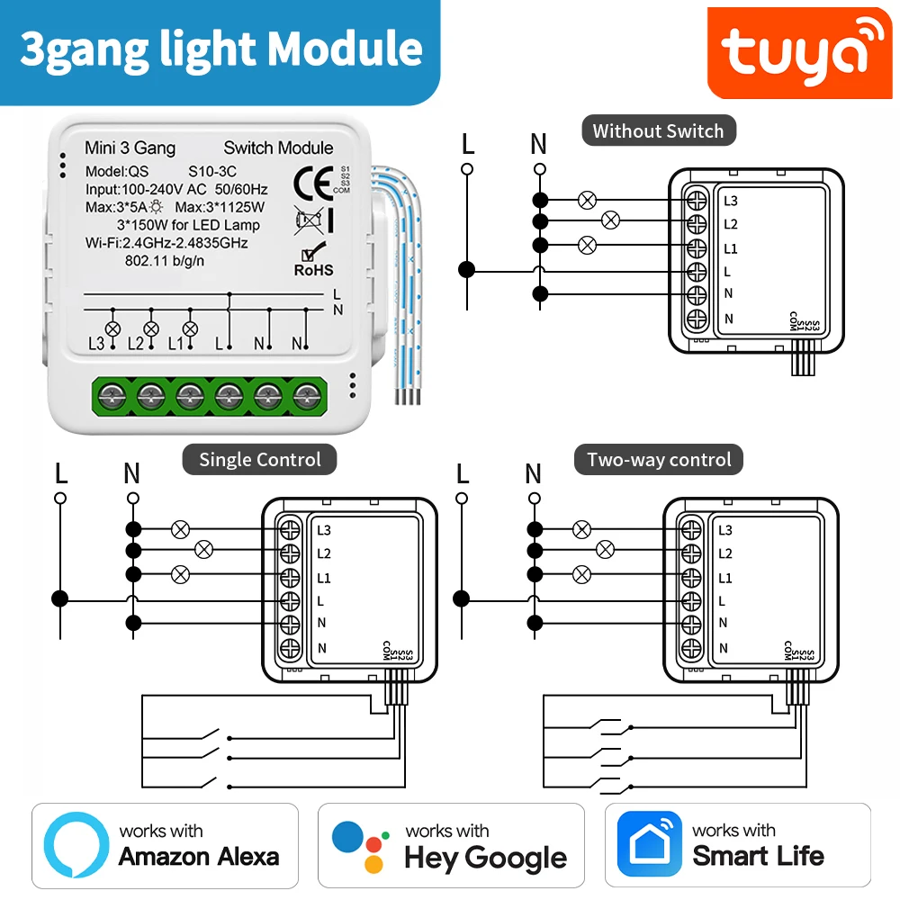 TNCE Tuya Schakelaar Lichtgordijn Dimmer WIFI Zigbee, Smart DIY MINI Module, Rolluikmotor Breaker, stem alexa google home