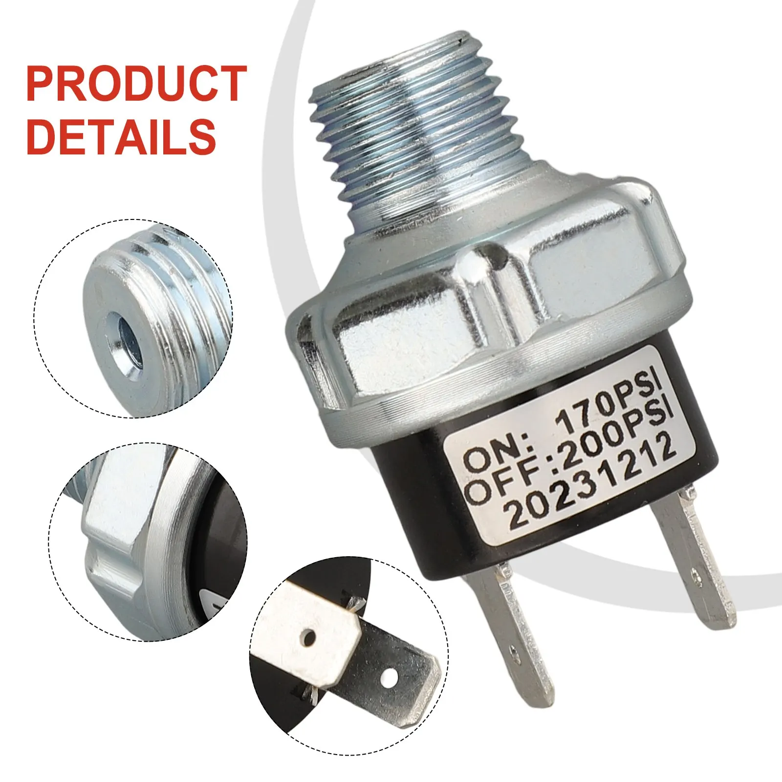 70-100/90-120PSI 110-140PSI 공기 압축기 압력 스위치 1/4 "NPT 12V/24V 공기 탱크 용 알루미늄 합금 스위치 제어 120-150PS