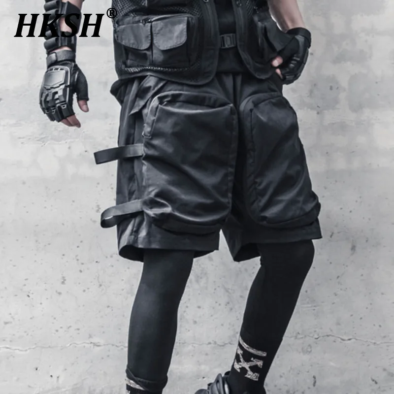 HKSH Summer New Trend Brand Dark Heavy Industry Tactical Large Pocket Design Casual Loose Strap Shorts Men\'s Tide Capris  HK1637