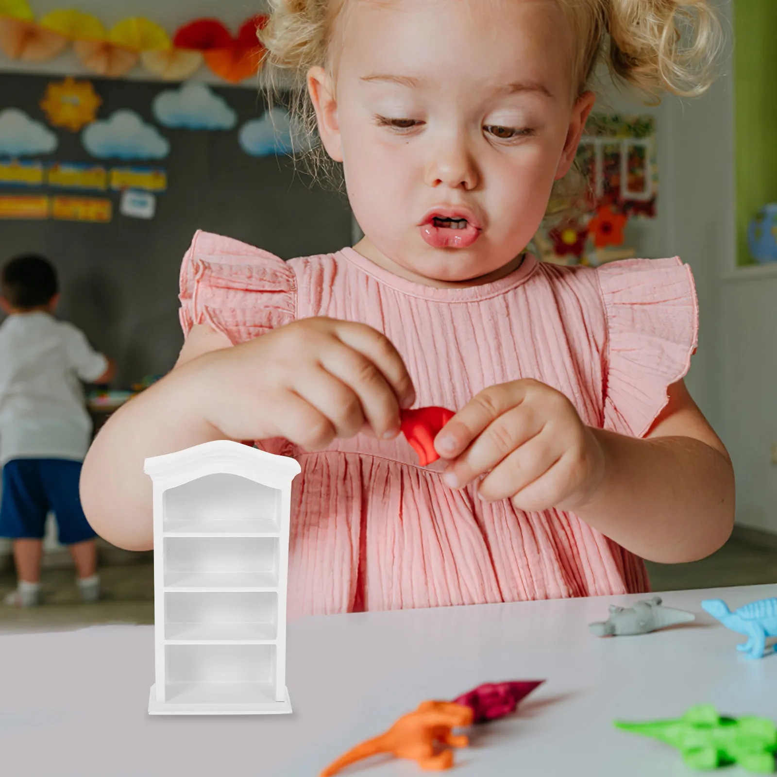 

Miniature Bookshelf Wooden Cabinet Chic Color Small Size Kid Room Decor Storage Shelf Miniature House Furniture Ornament