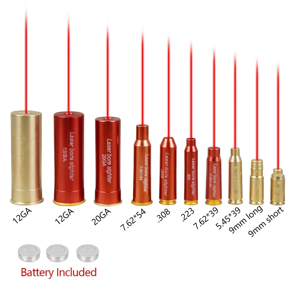 Taktisches 20GA 12GA Red Laser Bore Sighter 5,45 x 39 7,62 x 54 7,62 x 39 Remington 870 Airsoft AK47 47 Glock 9 mm Kollimator Boresighter