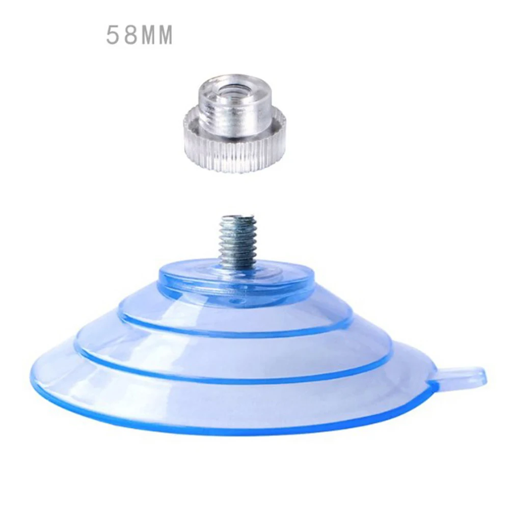 6PCS M5 Suction Cup Hooks Glass Sucker Wall Hanger Pads Clear Screw Hooks 58MM Nut Foot Pad Waterproof Storage Fixing