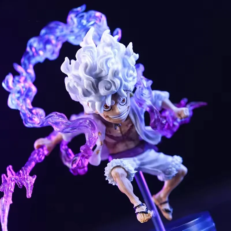 10cm Mini One Piece Luffy Gear 5 figura de acción sol Dios Nika estatua Anime estatuilla Pvc modelo muñeca colección juguete para regalo