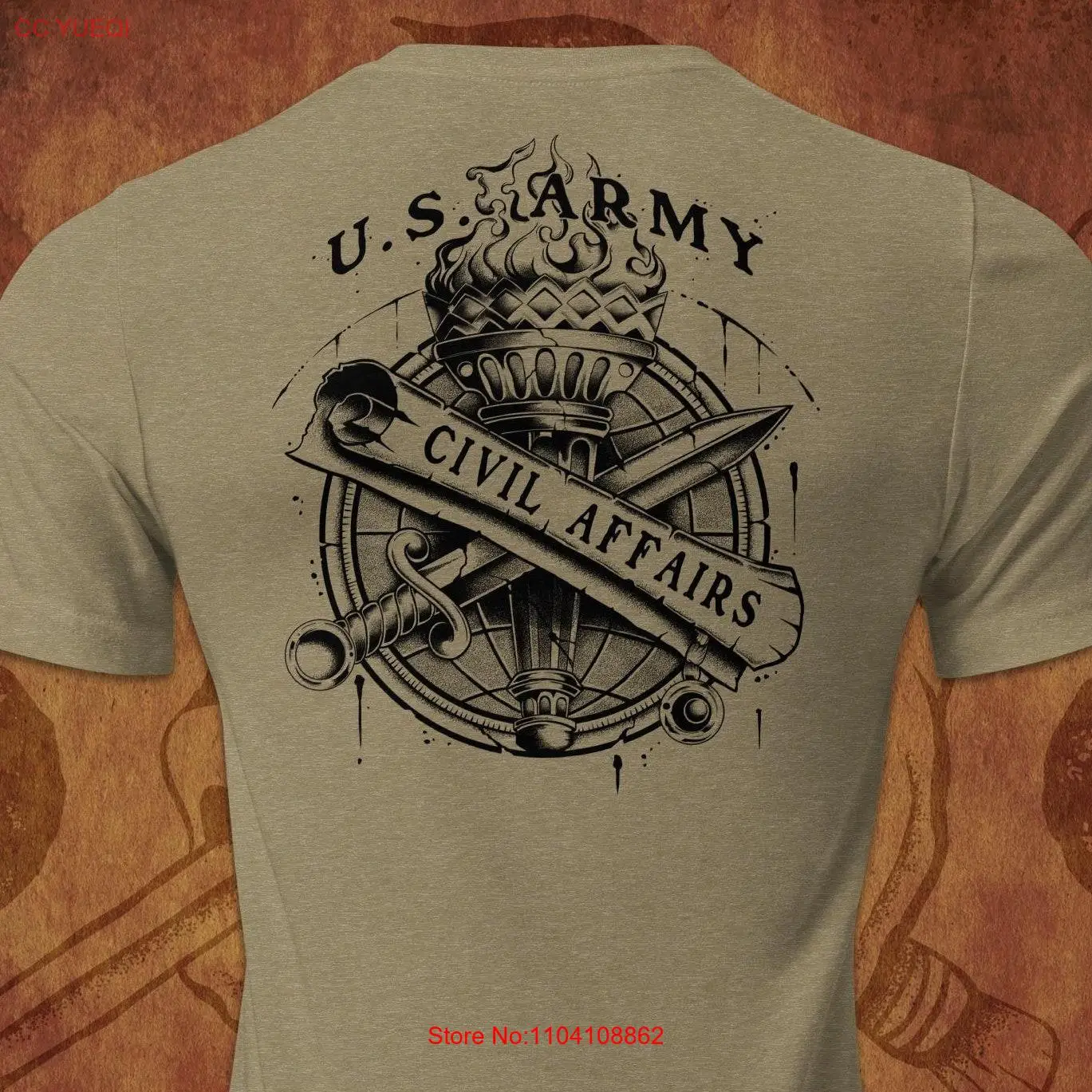 

Army Civil Affairs Insignia Military T Shirt Veteran Soldier Apparel long or short sleeves