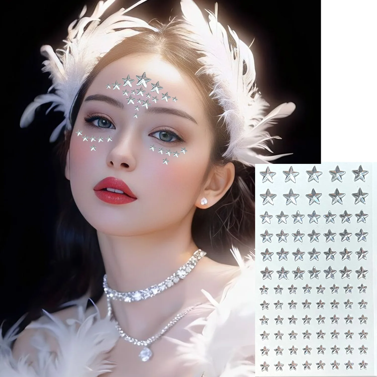 

Self Adhesive Diamond Star Face Stickers Waterproof Bling for Kids Diary Adult Halloween Party Makeup Nail Design