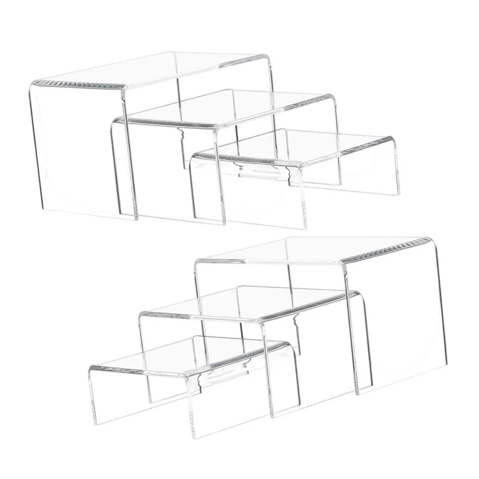 6x Acrylic Riser Display Shelf,Elevated Display Rack,Acrylic Clear Showcase,Clear Acrylic Riser Set for Jewelry Supermarket