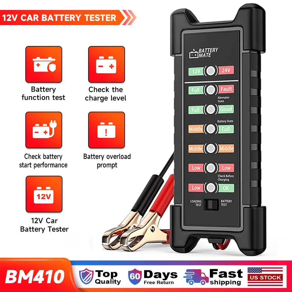 ANCEL BM410 12V 24V Car Battery Tester Digital Automotive Fast and Safe Testing Tool Crank Charging Diagnostic Analyzer Tools