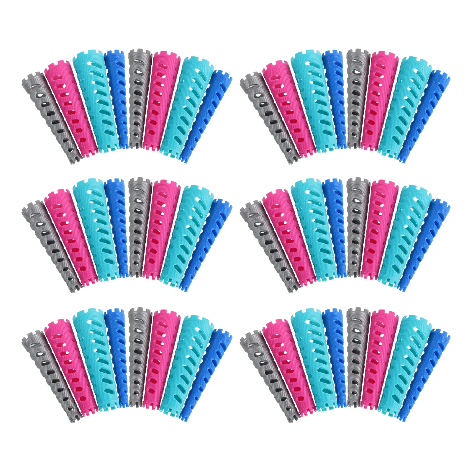 48Pcs Cold Perm Rods Plastic Spiral Curlers 4 Colors Small Hair Curling Rods Salon Home Perm Hairdressing Heatless Wave Tools