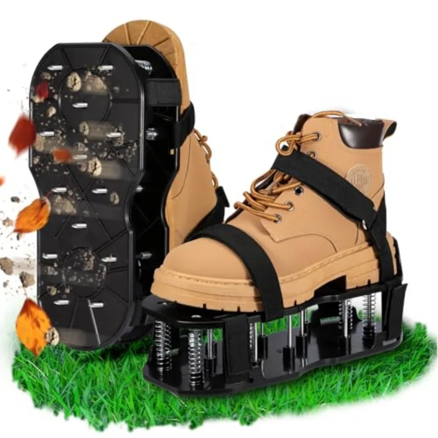 

NAZZO Lawn Aerator Shoes, Upgrade Double Layer Lawn Shoes, Spring-Loaded Design, No Dirt on the Shoes, Soil Yard Aerator Tool f