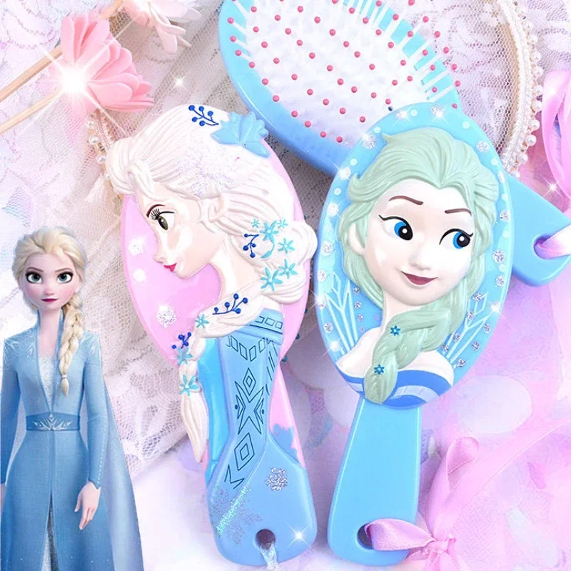 Disney Princess Combs for Girls Frozen Elsa Snow White Ariel Belle Hair Brushes Hair Care Baby Girl Care Air Cushion Combs Gifts