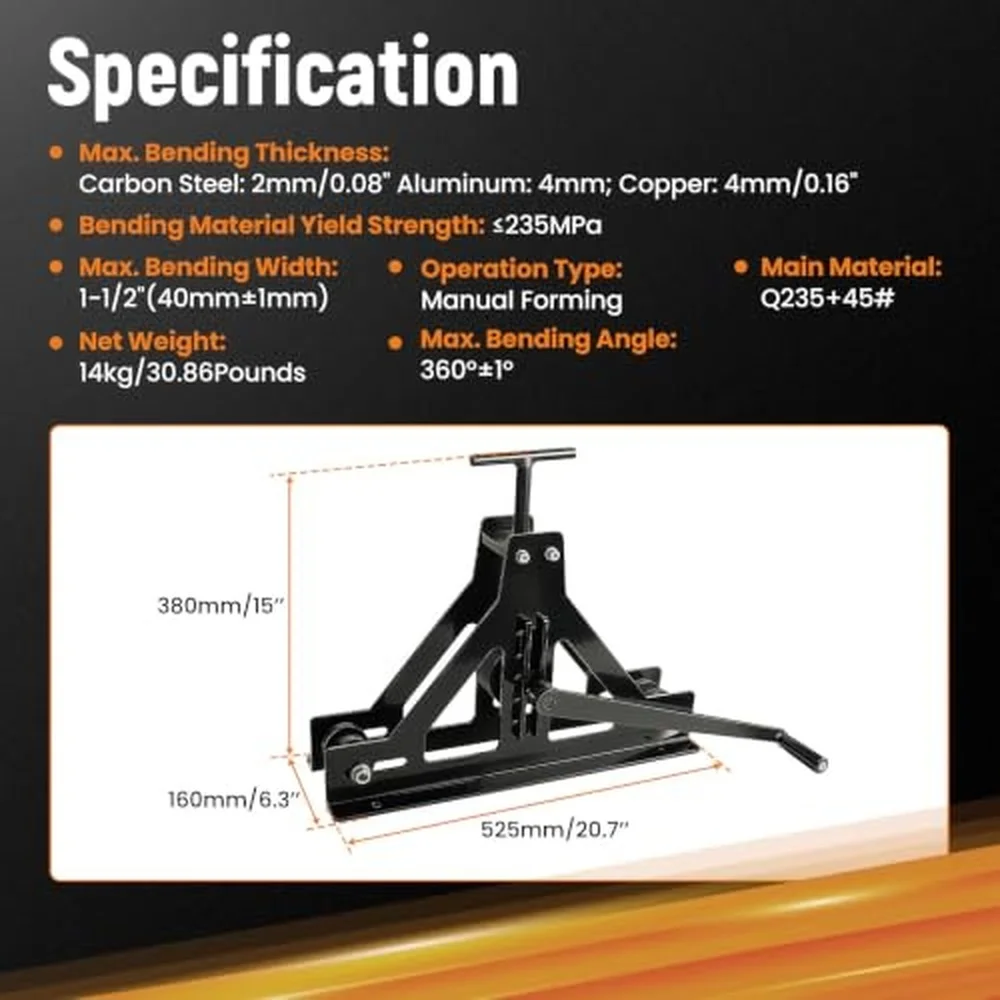 maXpeedingros Roller Bender Tube Bender Fit Flat Square Rectangular Pipe