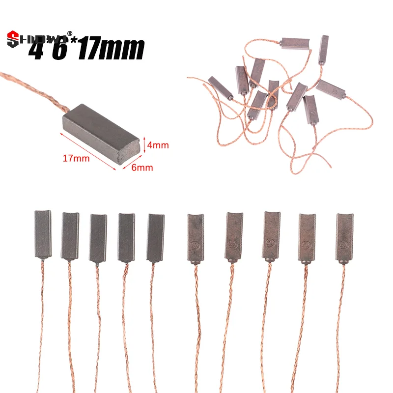 10Pcs 4*6*17mm Electric Car Vehicle Generator Regulator Carbon Brushs For Santana Alternator Tools Accessories