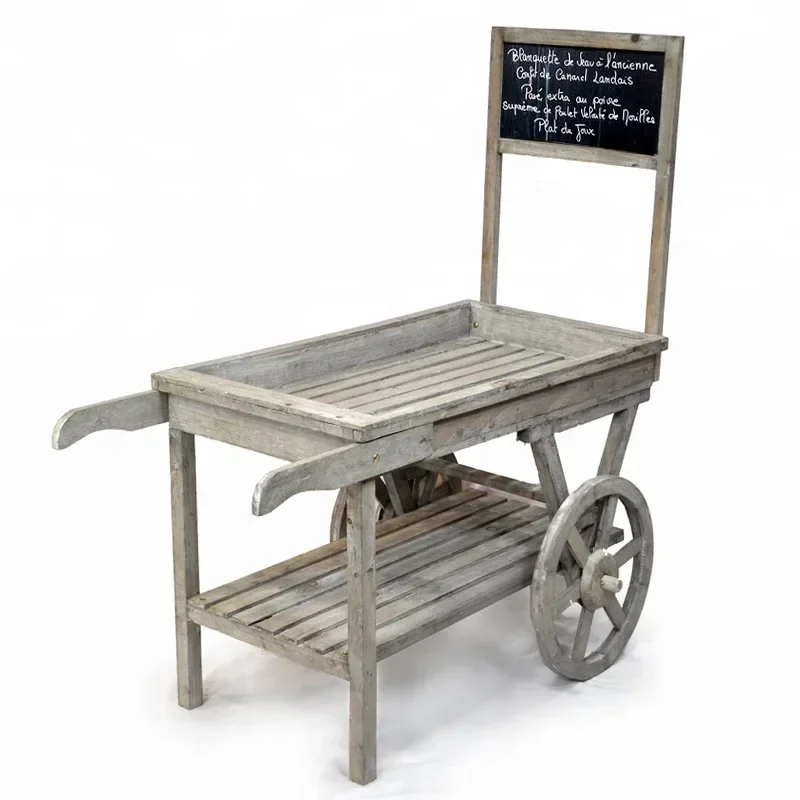 

American antique wooden float flower rack flower shop decorative display rack garden retro cart