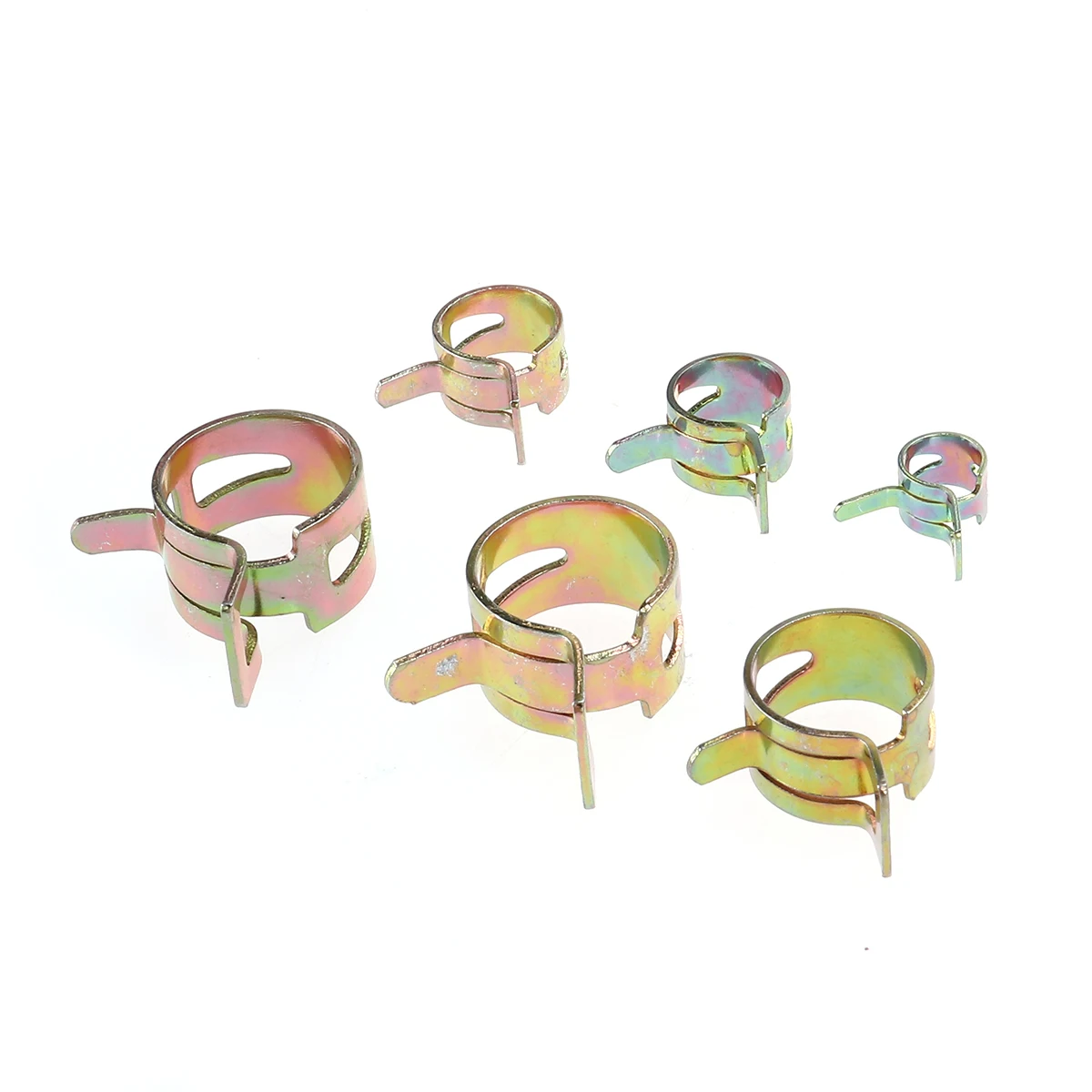 

72 pcs Spring Hose Clamps 7mm 10mm 11mm 14mm 16mm 17mm Durable Metal Adjustable Pipe Clips Bands Fixing Tube