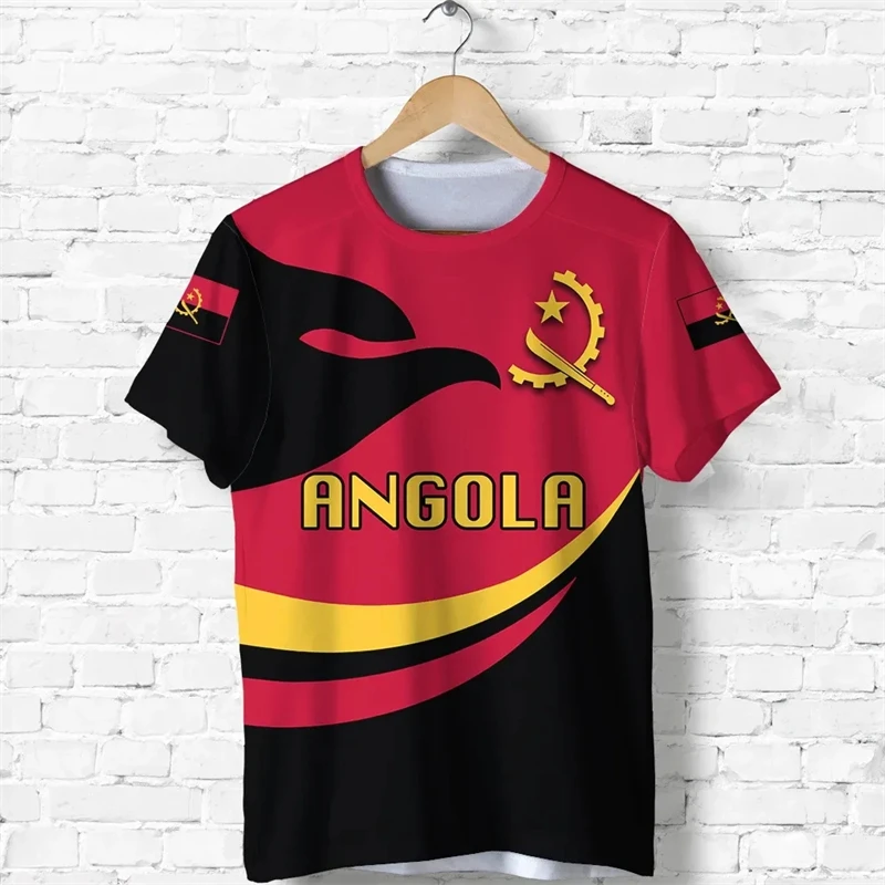 Angola Flag Summer Men\'s Tshirt Angolan National 3D Print T-Shirt Oversized GYM Tops Sports Fitness Short Sleeves Tee Shirts