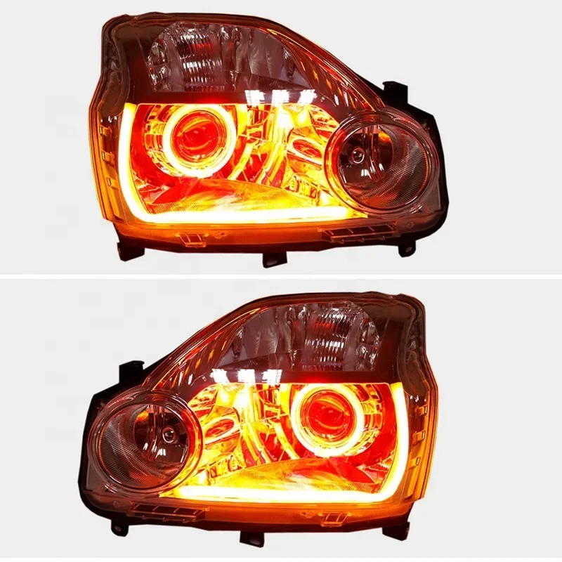 Full LED Custom Headlights Devil Angel Eye Daytime Running Light Front Lamp Assembly SUV Fitment 2001-2014