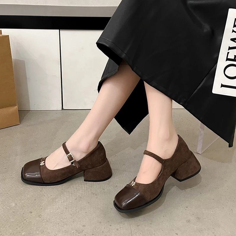 2024 New Spring Elegant Fairy Style Letter Pattern Designer Women Shoes Fashion Dress Party Thick Bottom Slope Ladies High Heels image 3