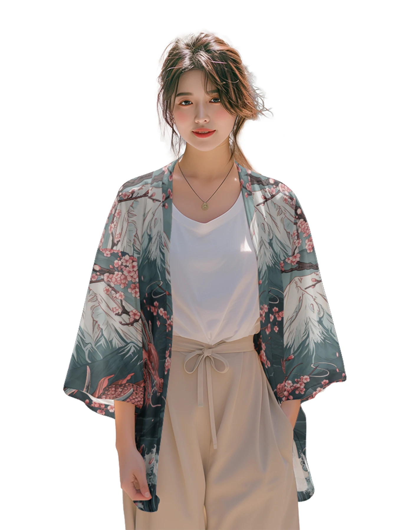 Classic Versatile Models of Fashion Anime Dragon Feather Weaving Robe Men's Fashion Design Casual Kimono Men's Tops