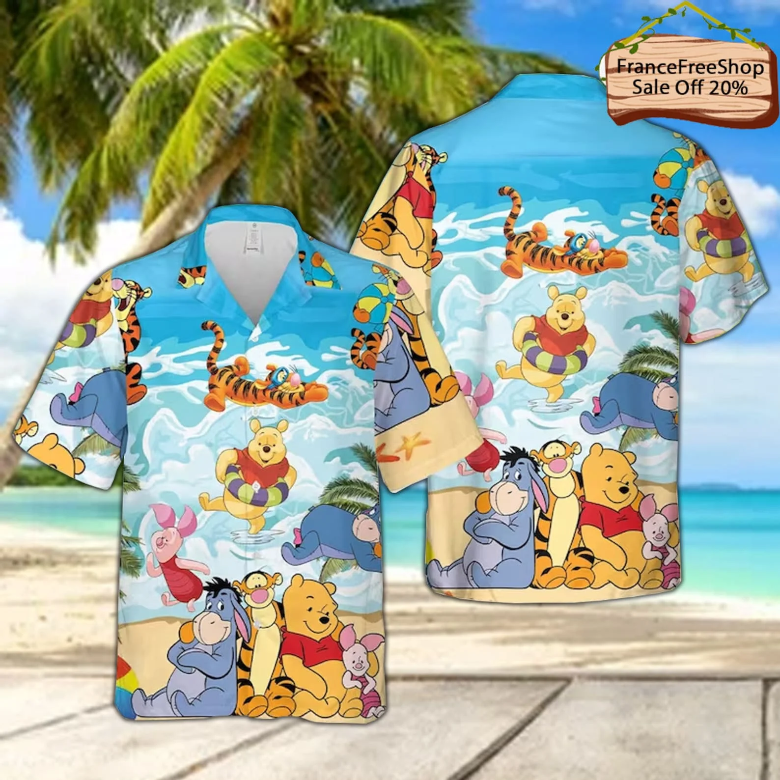 Winnie The Pooh Disney Tropical Forest All Over Print 3D Hawaiian Aloha Beach Shirt Disney Winnie the Pooh Hawaiian Shirt