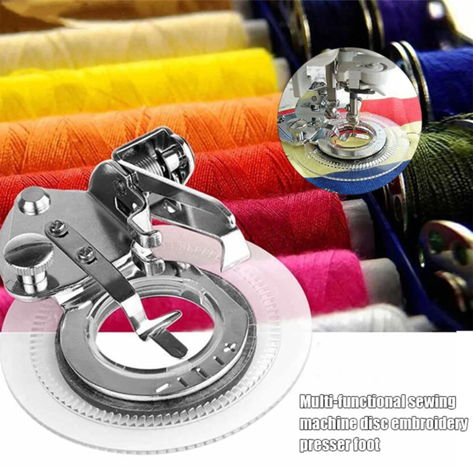 Disc Presser Foot Disc Sewing Machine Foot Decorative Embroidery Stitch Round Foot Circles Ruffler Household Presser Foot for