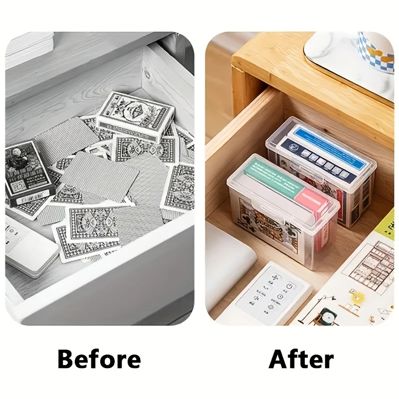 4PCS Poker Card Storage Box, Suitable for Storing Poker Game Cards Business Cards Household Bedroom Desktop Plastic Storage Box