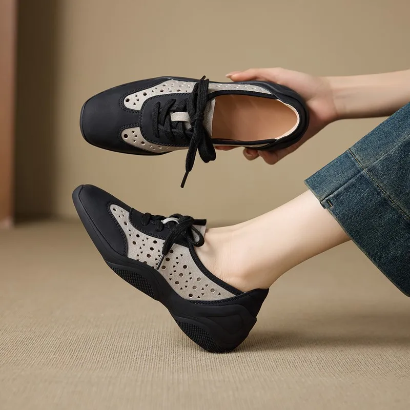 

DIMANYU Women's German Trainer Shoes 2026 New Summer Hollow Flat Breathable Casual Shoes Women's Lace-up Sneakers