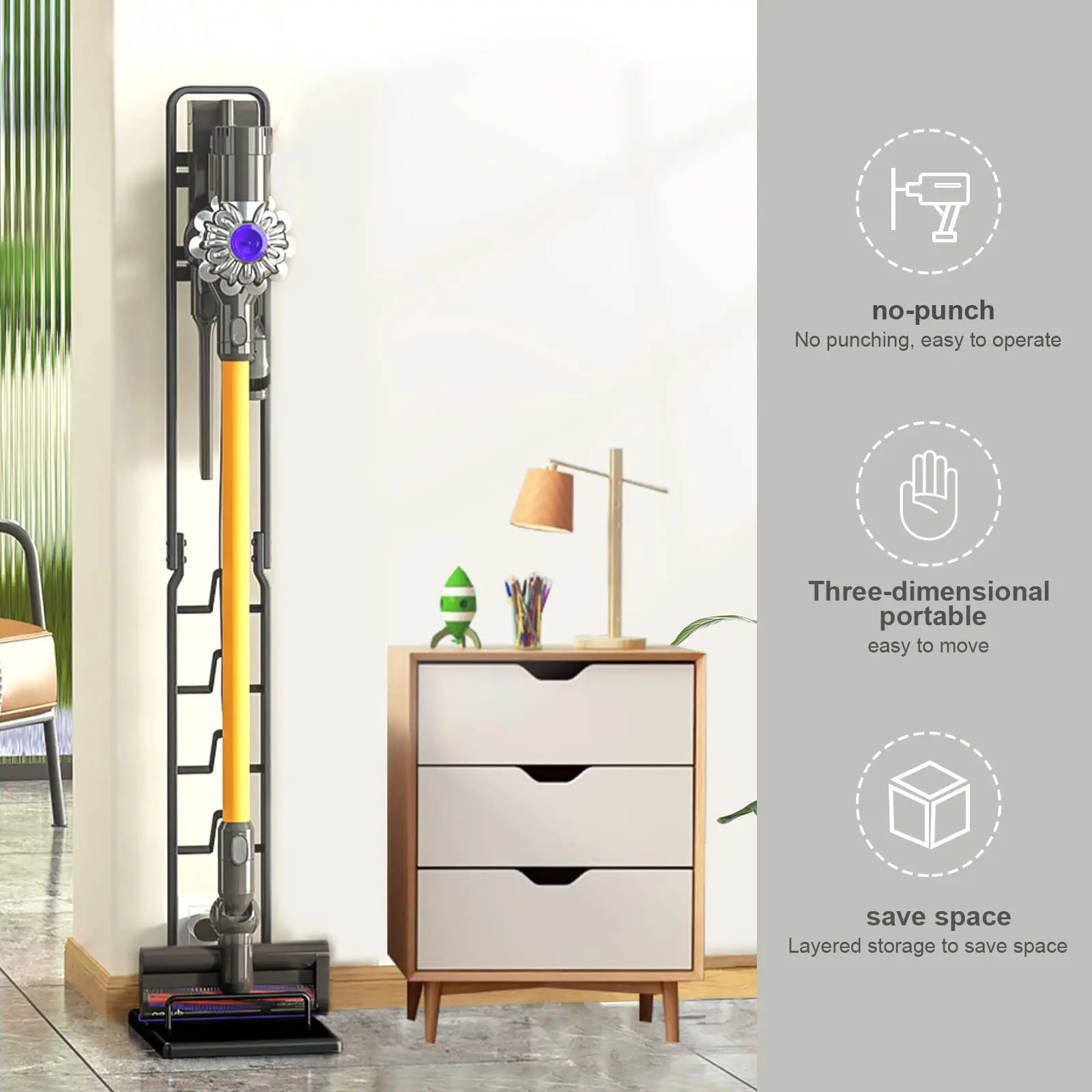 Vacuum Stand for Dyson Handheld V6 V7 V8 V10 DC30 DC31 DC34 DC35 DC58 DC59 DC62 Cordless Vacuum Cleaners Stable Metal Holder